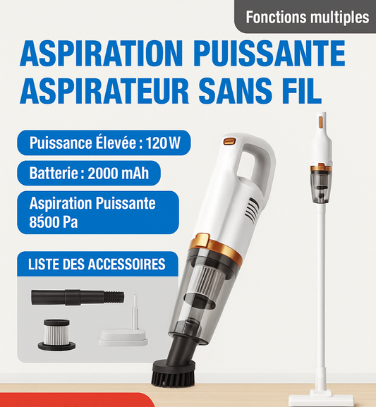Aspirateur à main sans fil électrique 120 W élimine les acariens et la poussière