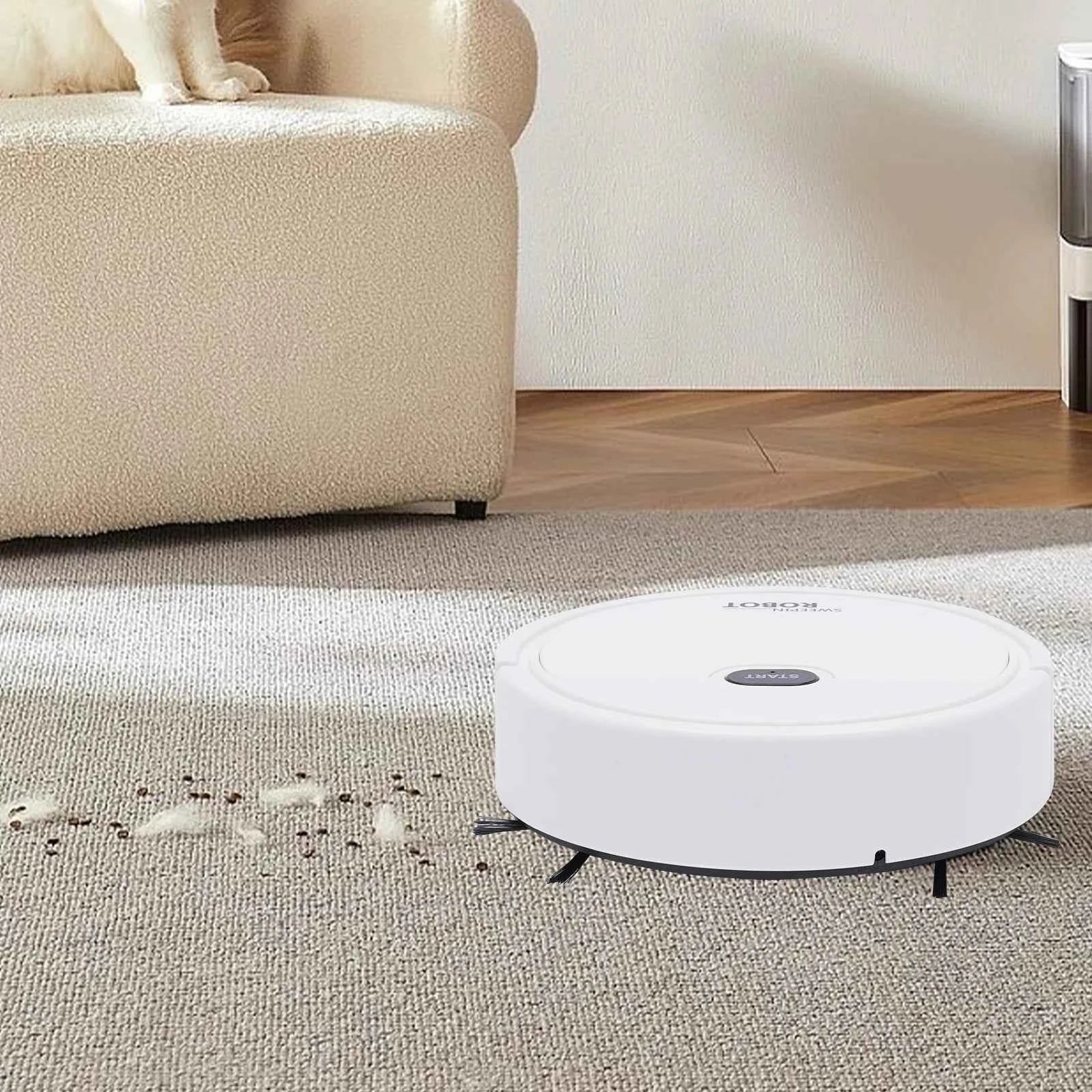 Mini Robot Aspirateur 3-en-1 — Balaie, Aspire, Lave