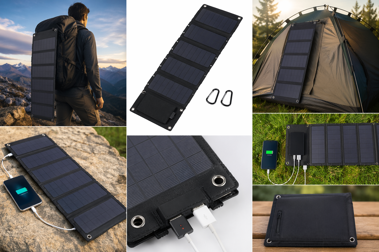 Powerful Foldable Solar Panel 5V USB Portable Folding Bag for Cell Phone Outdoor Waterproof Power Bank for Camping Hiking