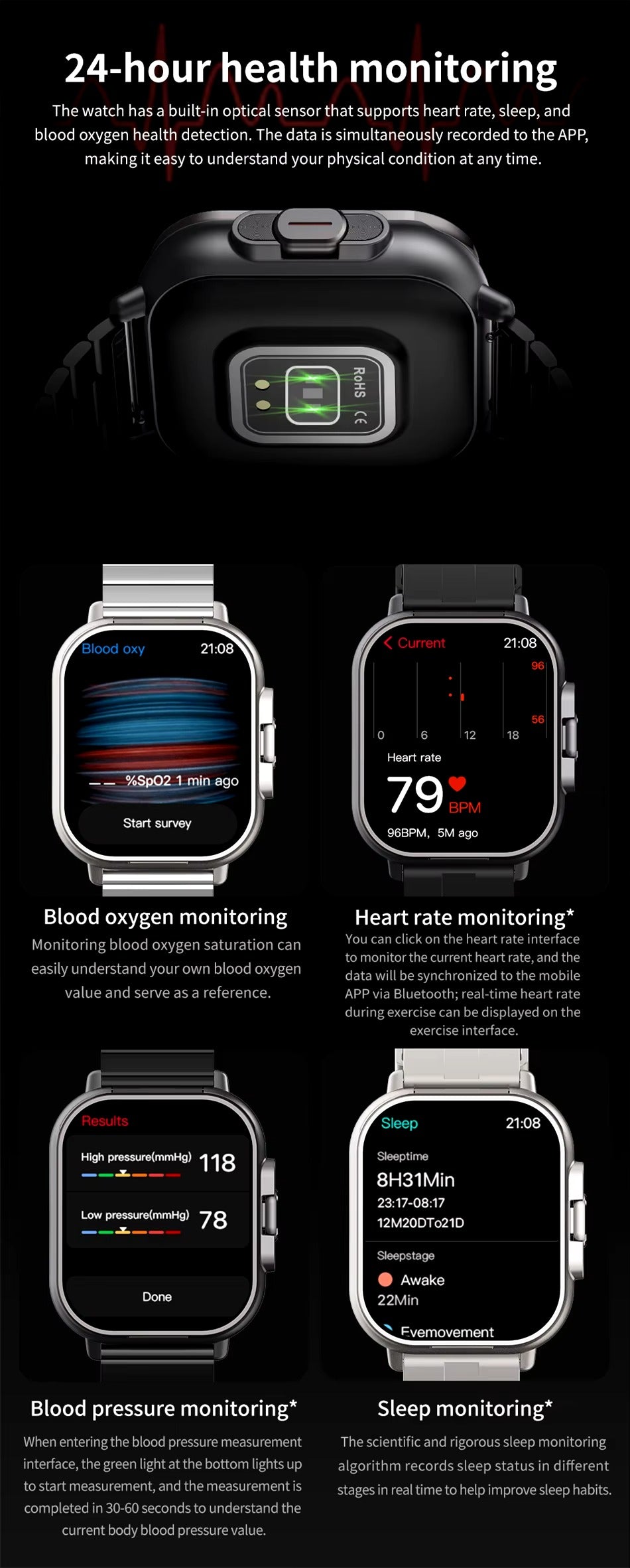 2 in 1 Smartwatch with Bluetooth Headphones Heart Rate